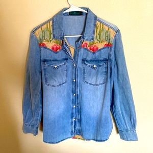 Denim and Suede Button Up